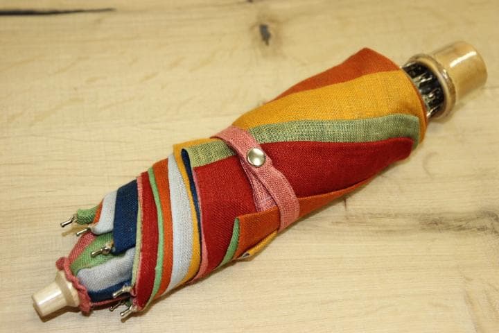 小宮商店 橘 折りたたみ 小振り 高級日傘 麻100％ ＵＶカット パラソル