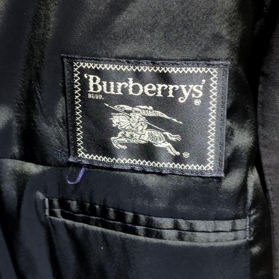 バーバリー ウールモヘア ロゴボタン 紺ブレ金ボタンダブル テーラードジャケット