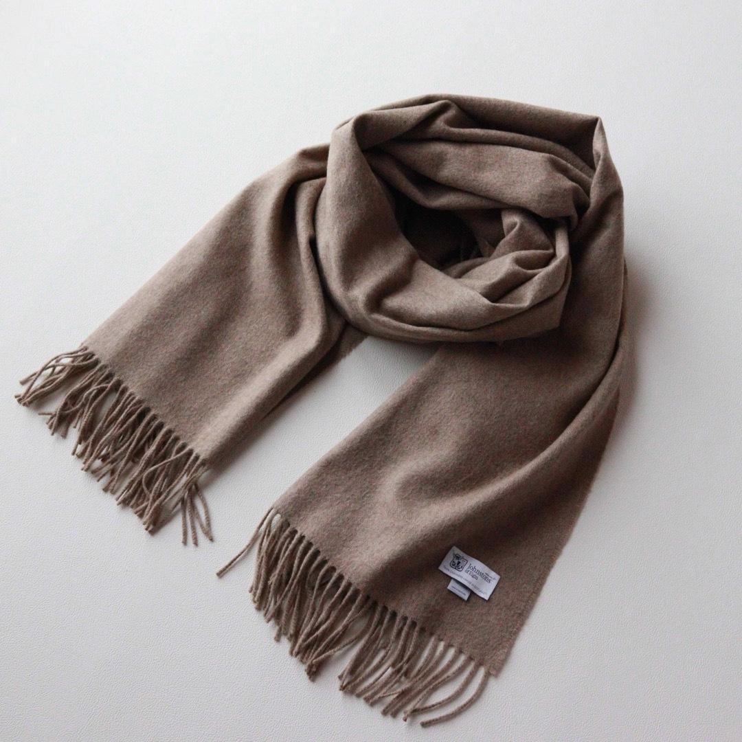 5454【人気色】ジョンストンズ　大判ストール カシミヤ100％ ベージュ