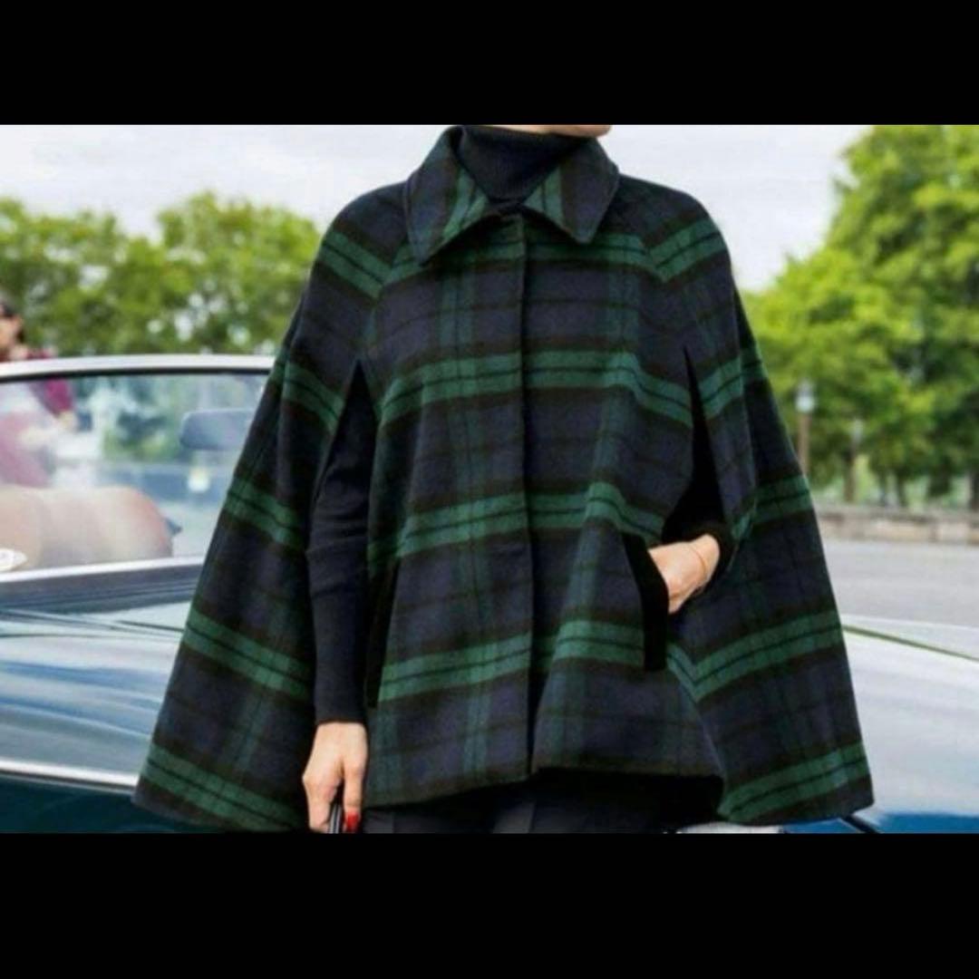 JENNE　BB.コラボ チェック柄 ケープコート 完売品 L