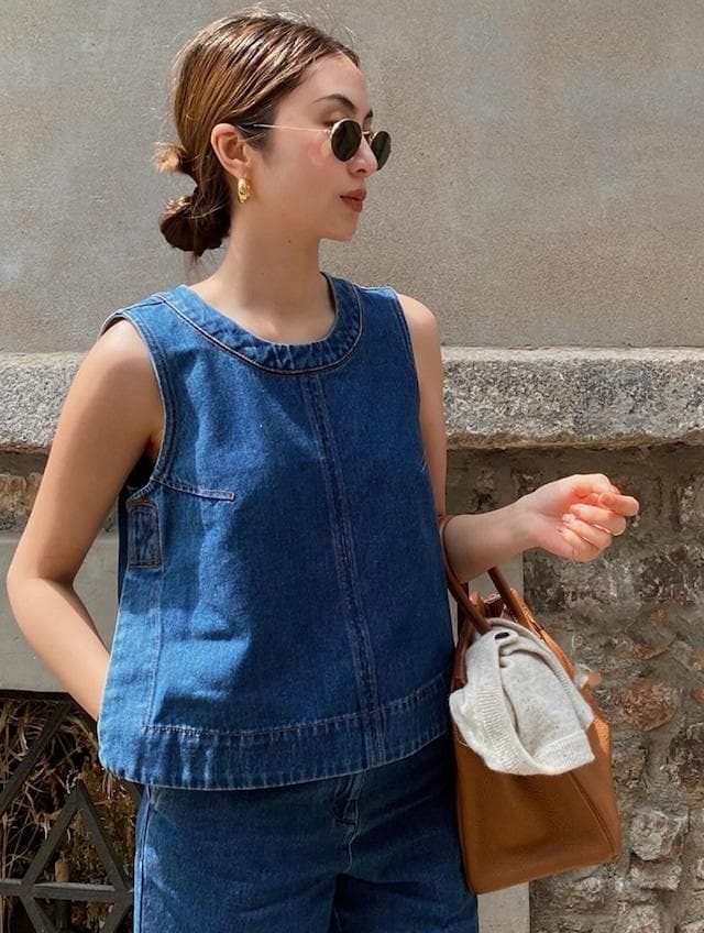 韓国♡スタイルアップ 叶う♪ デニム セットアップ サロペット ノースリーブ