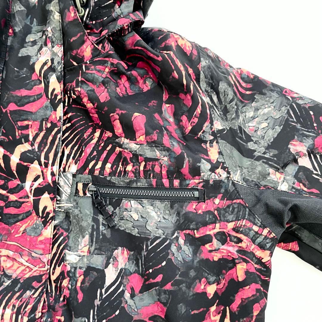 4473【美品】ROXY スノボウェア レディース 花柄 ジャケット ブラック