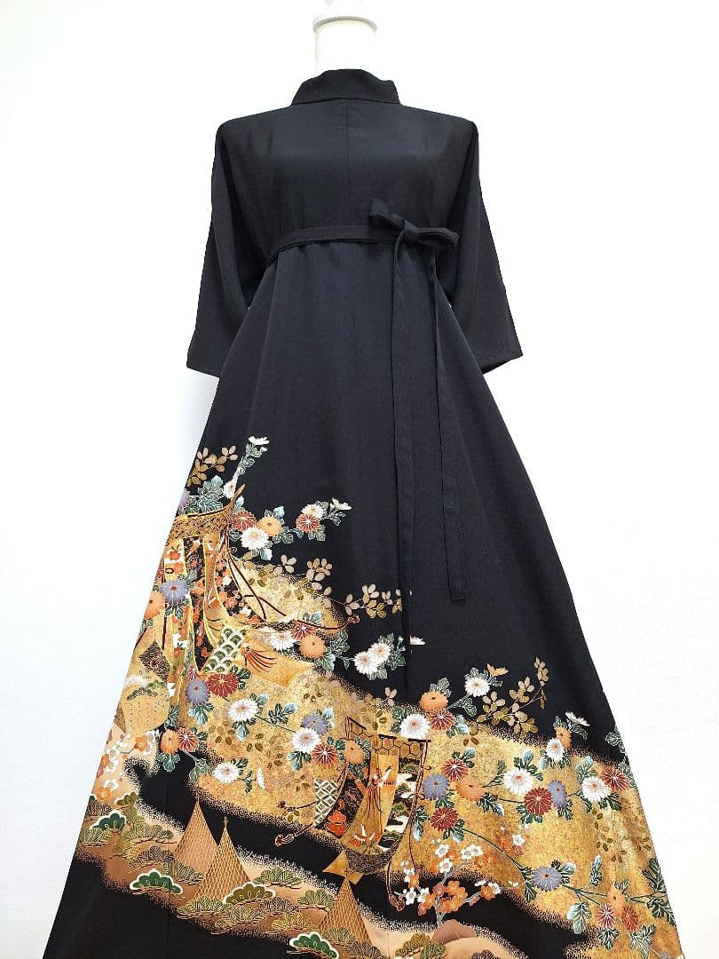 着物リメイクワンピース3607