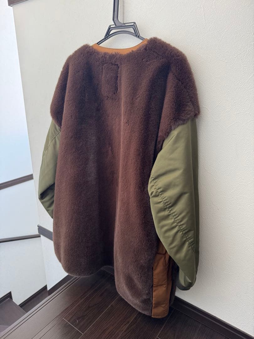 美品　【etsinta/エシンタ】ファー切替ジャケット　ブラウン