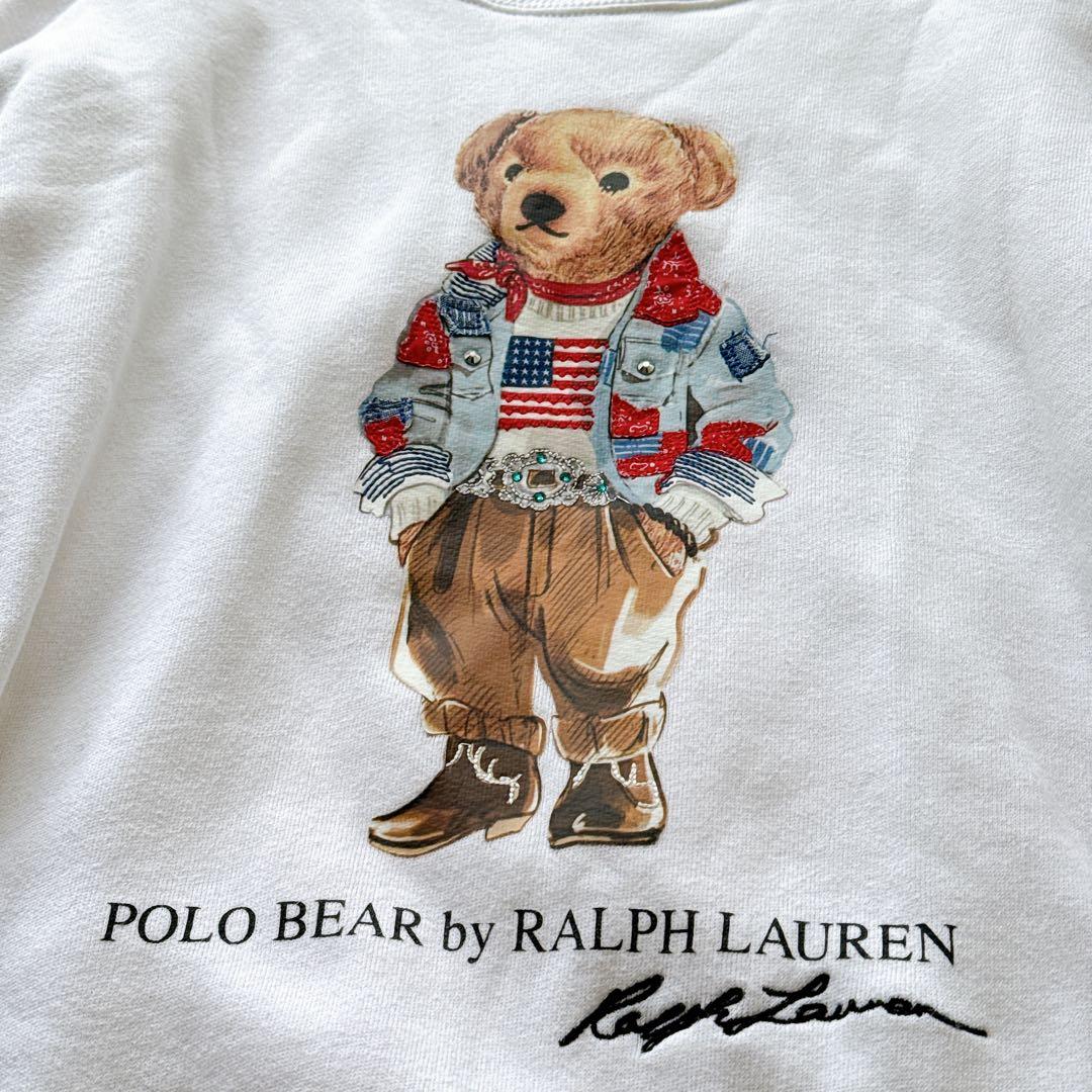 ポロラルフローレン デニム星条旗ポロベア スウェット ビジュー付き レディースM