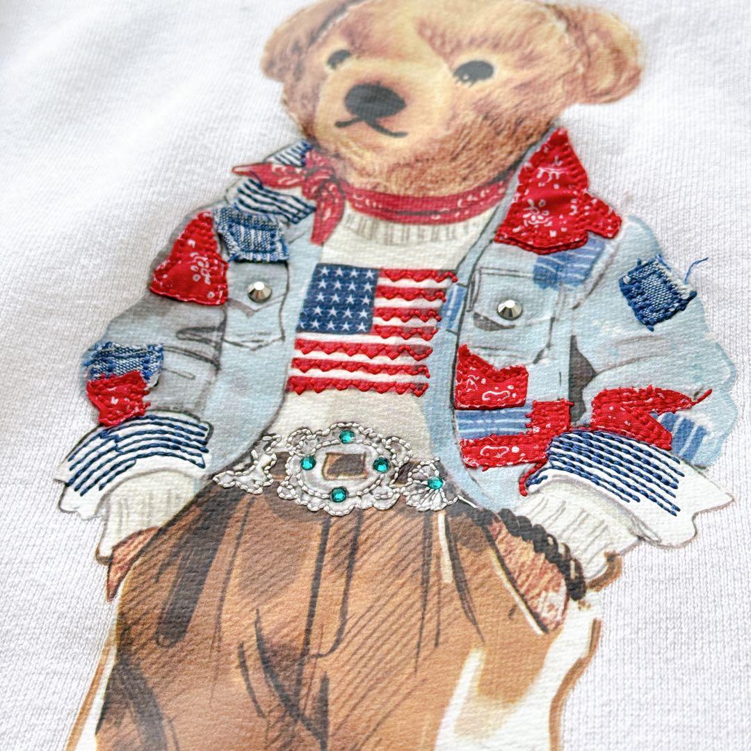 ポロラルフローレン デニム星条旗ポロベア スウェット ビジュー付き レディースM