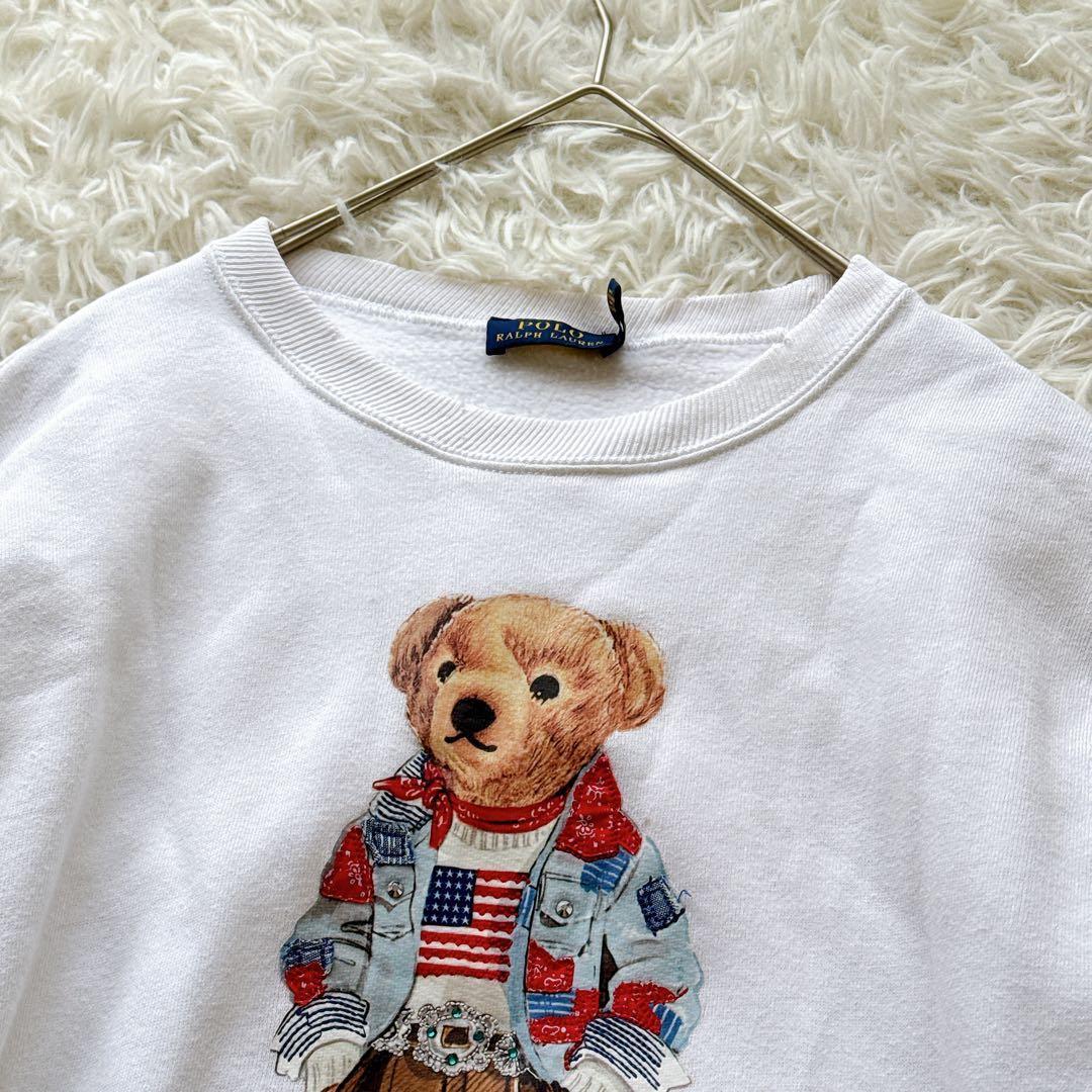 ポロラルフローレン デニム星条旗ポロベア スウェット ビジュー付き レディースM