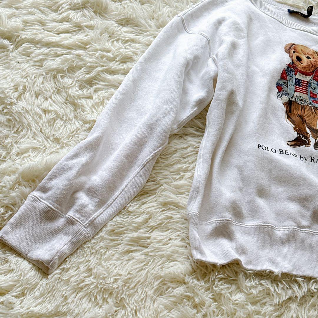 ポロラルフローレン デニム星条旗ポロベア スウェット ビジュー付き レディースM