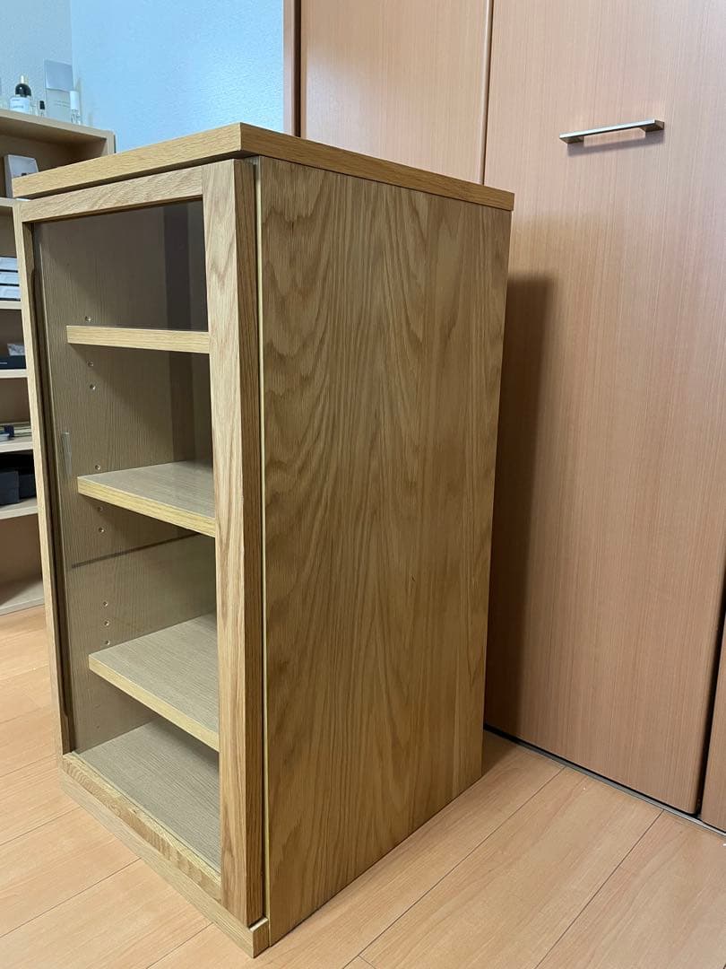 無印良品 ガラス扉 木製キャビネット