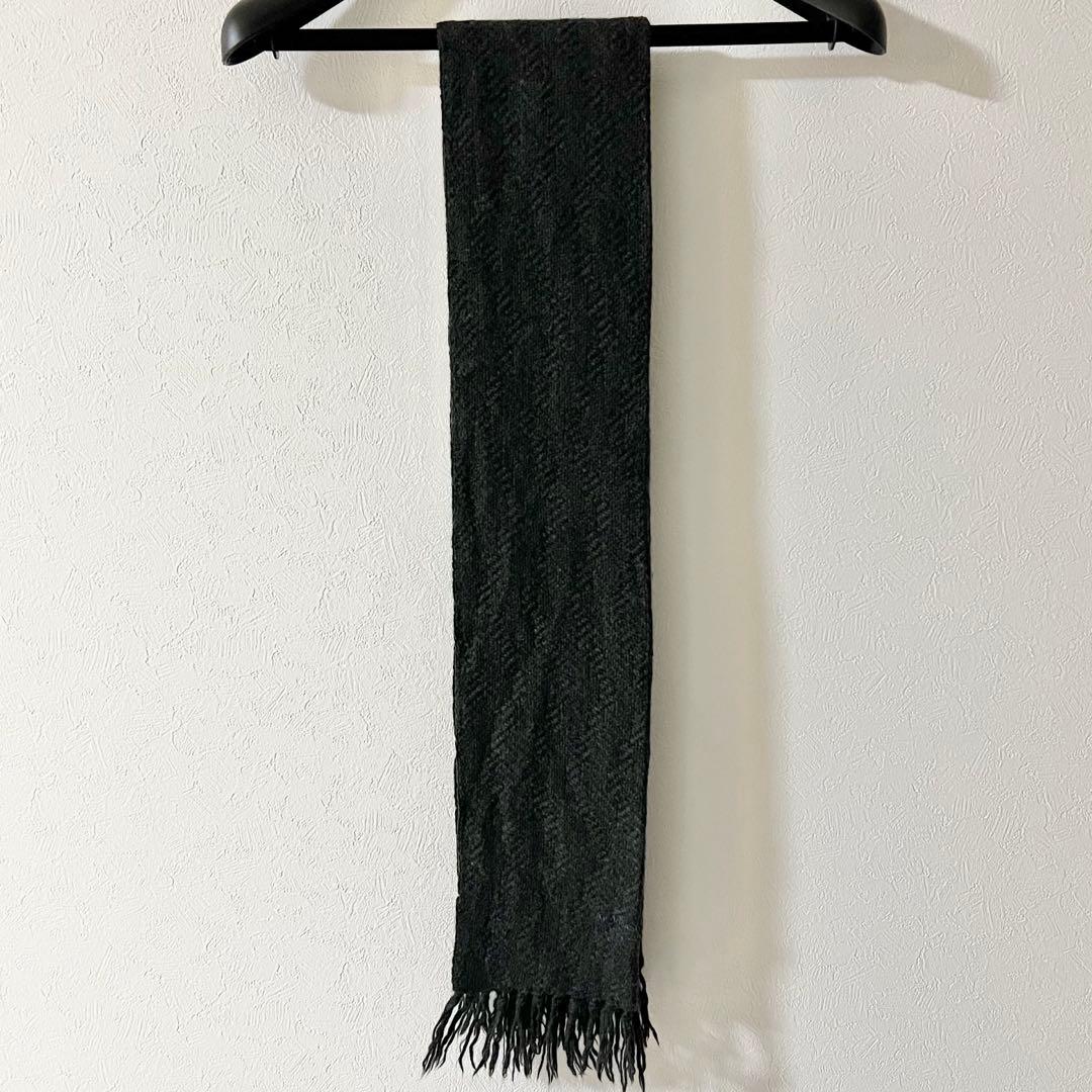 ドルチェ&ガッバーナ 編みマフラー ロゴ刺繍 ダークグレー