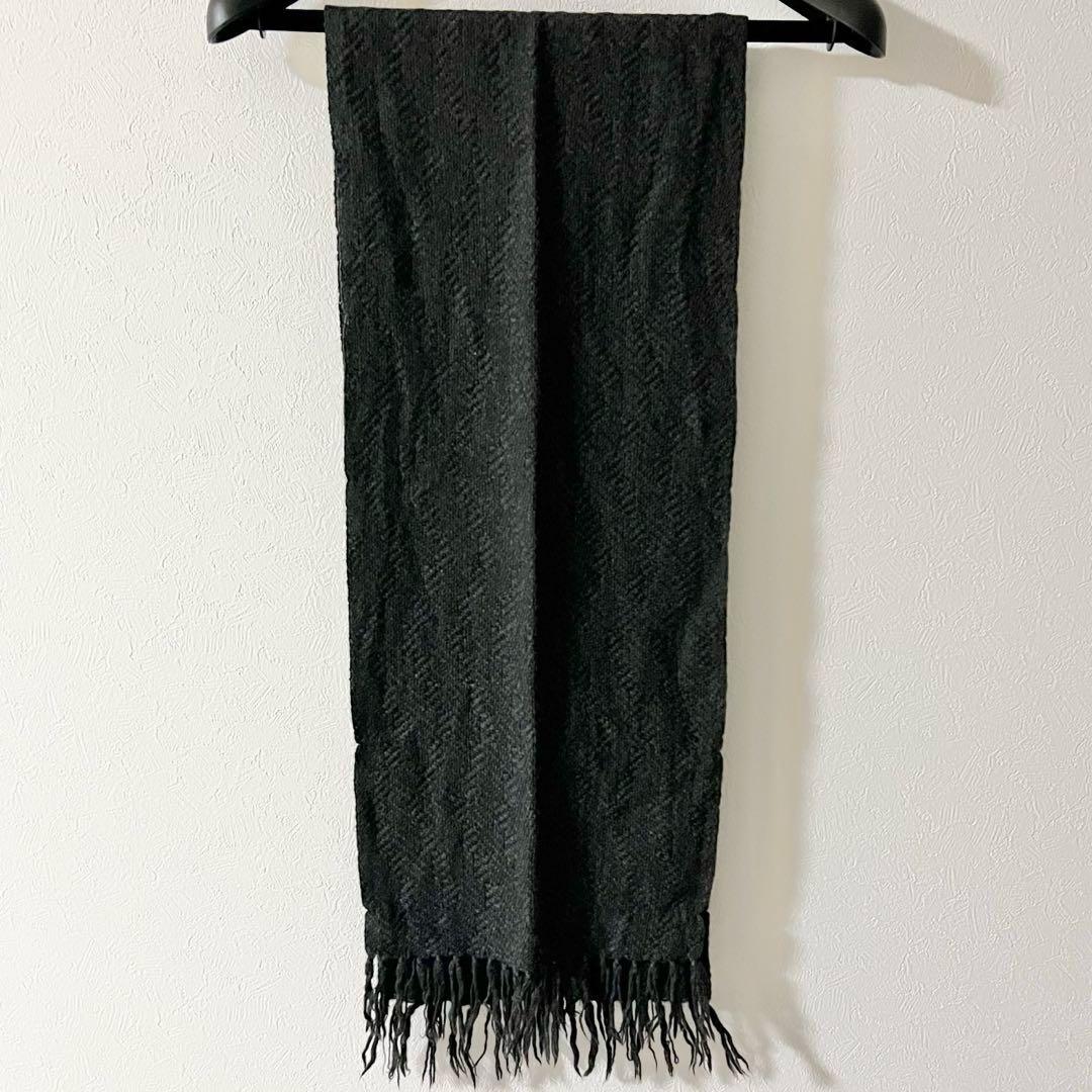 ドルチェ&ガッバーナ 編みマフラー ロゴ刺繍 ダークグレー