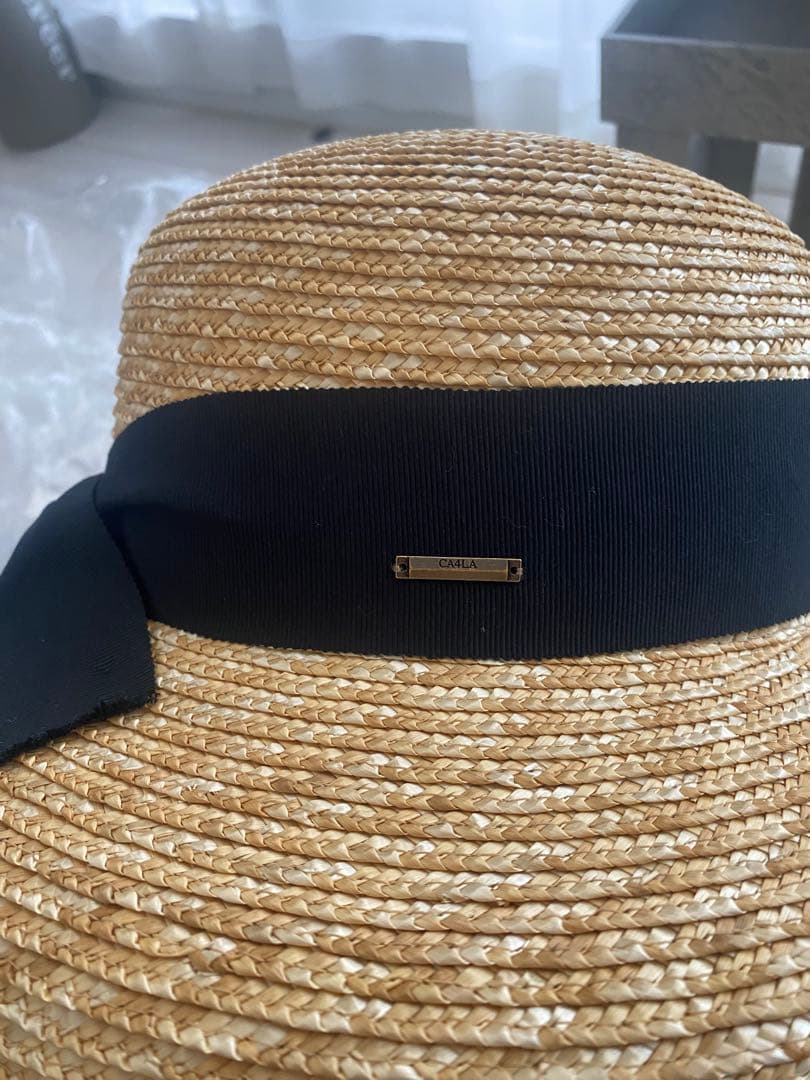 CA4LA カシラ　麦わら帽子 黒リボン付き