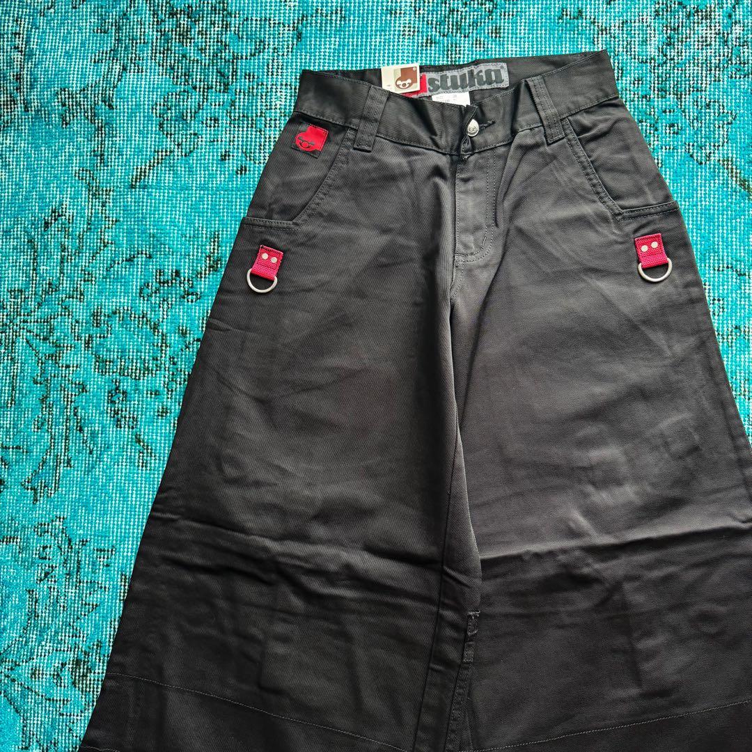 80s NOS \"stuka\" rave pants BLACK × RED