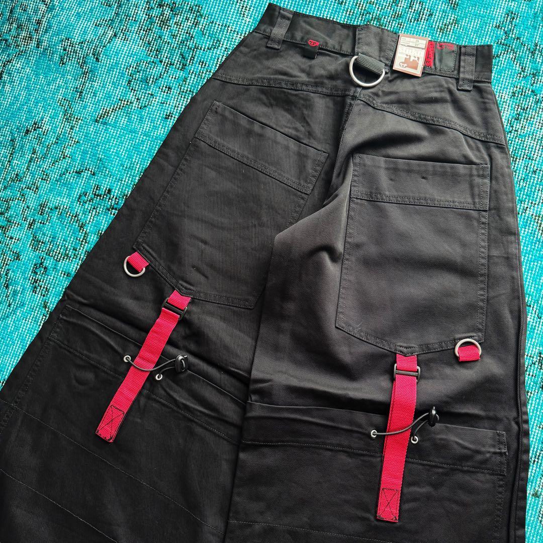 80s NOS \"stuka\" rave pants BLACK × RED