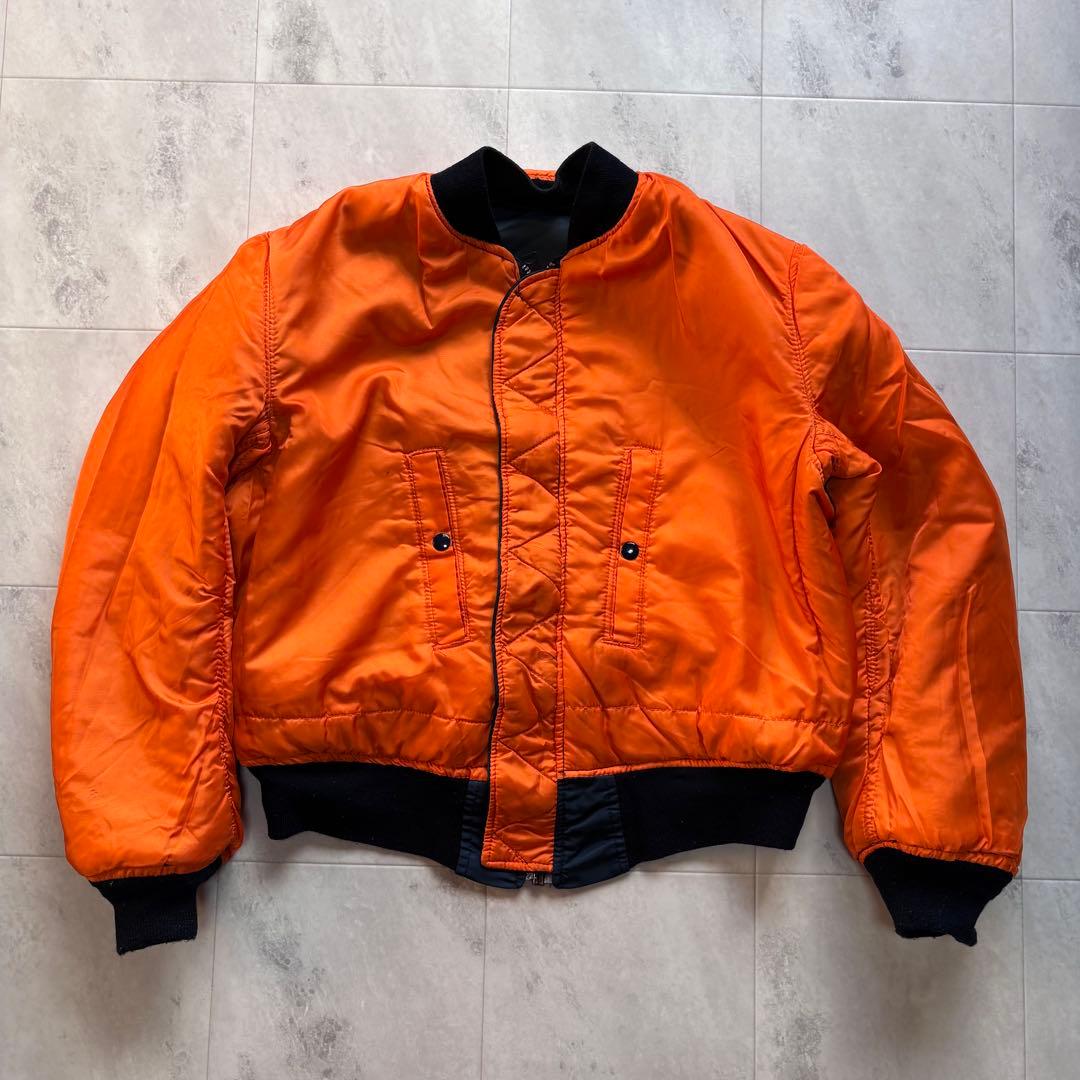 【Vintage】90s アルファ MA-1 フライトジャケット ネイビー 短丈