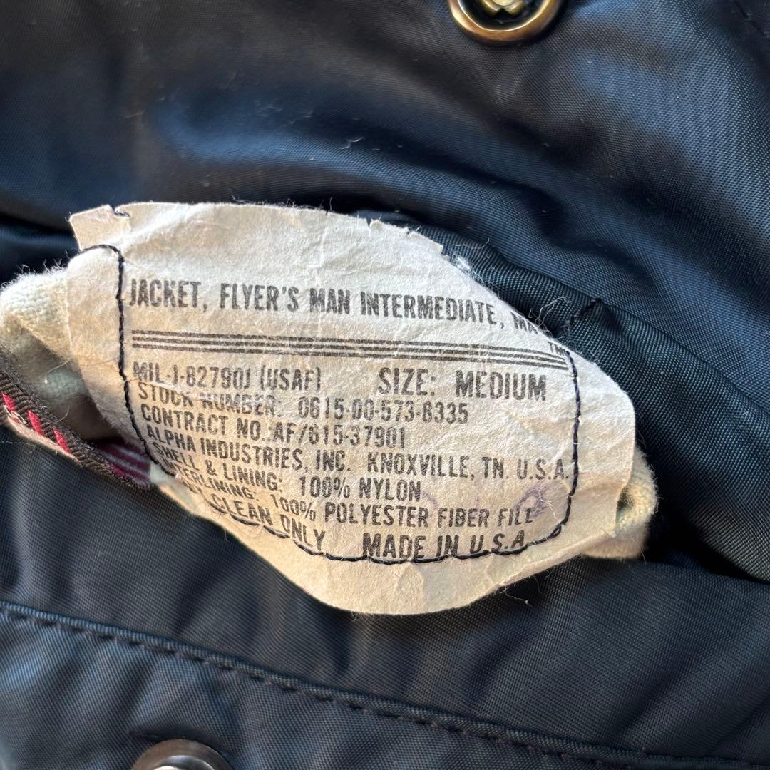 【Vintage】90s アルファ MA-1 フライトジャケット ネイビー 短丈