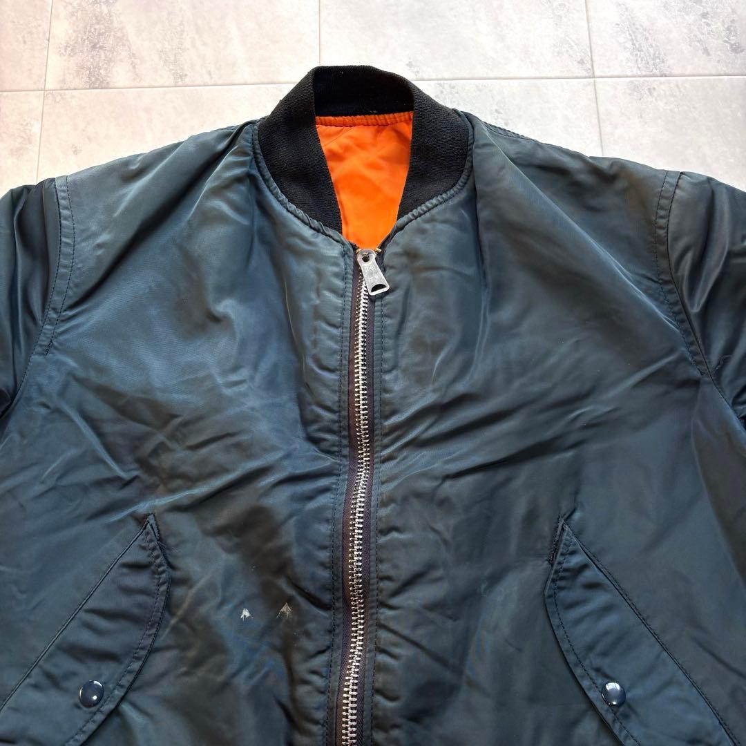 【Vintage】90s アルファ MA-1 フライトジャケット ネイビー 短丈