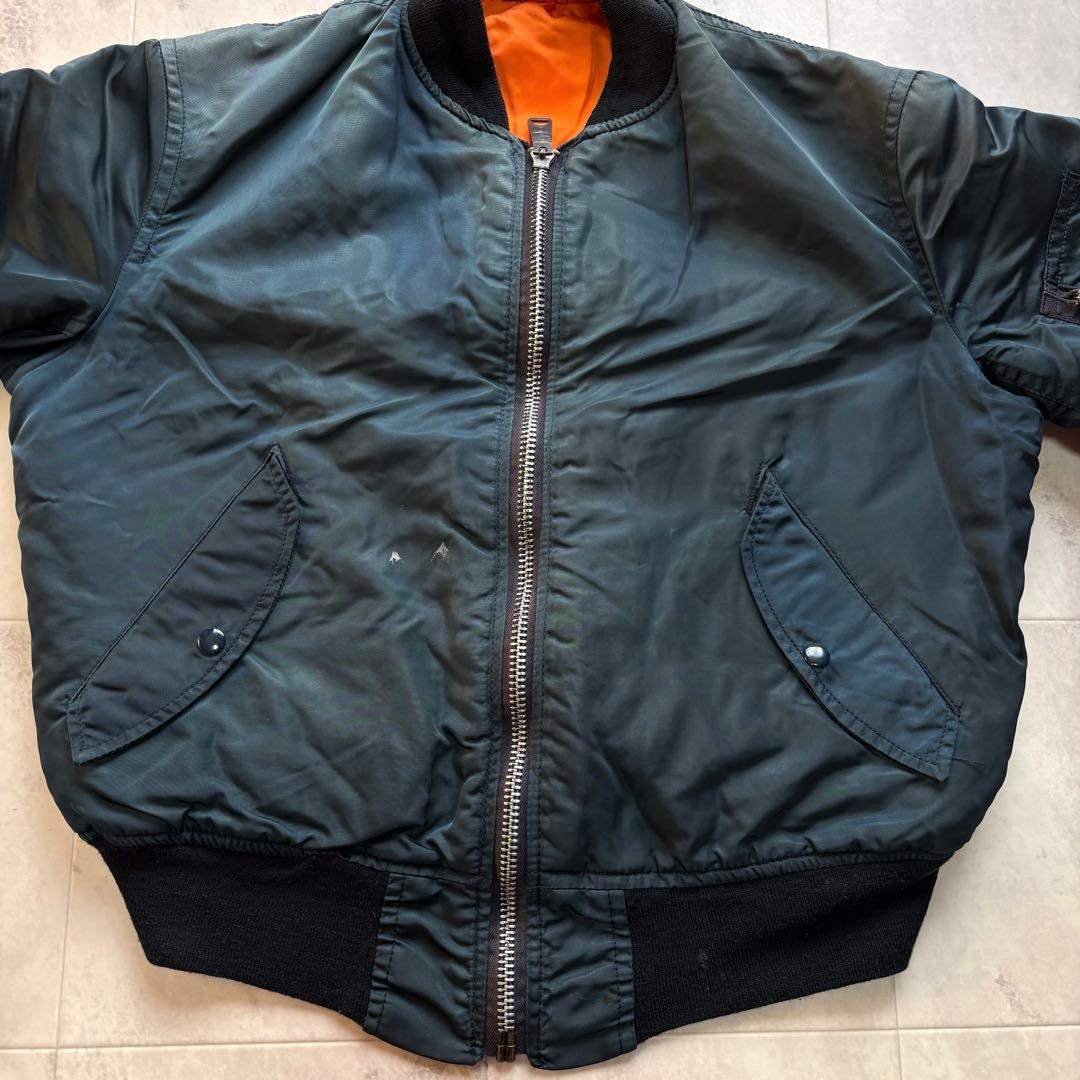 【Vintage】90s アルファ MA-1 フライトジャケット ネイビー 短丈