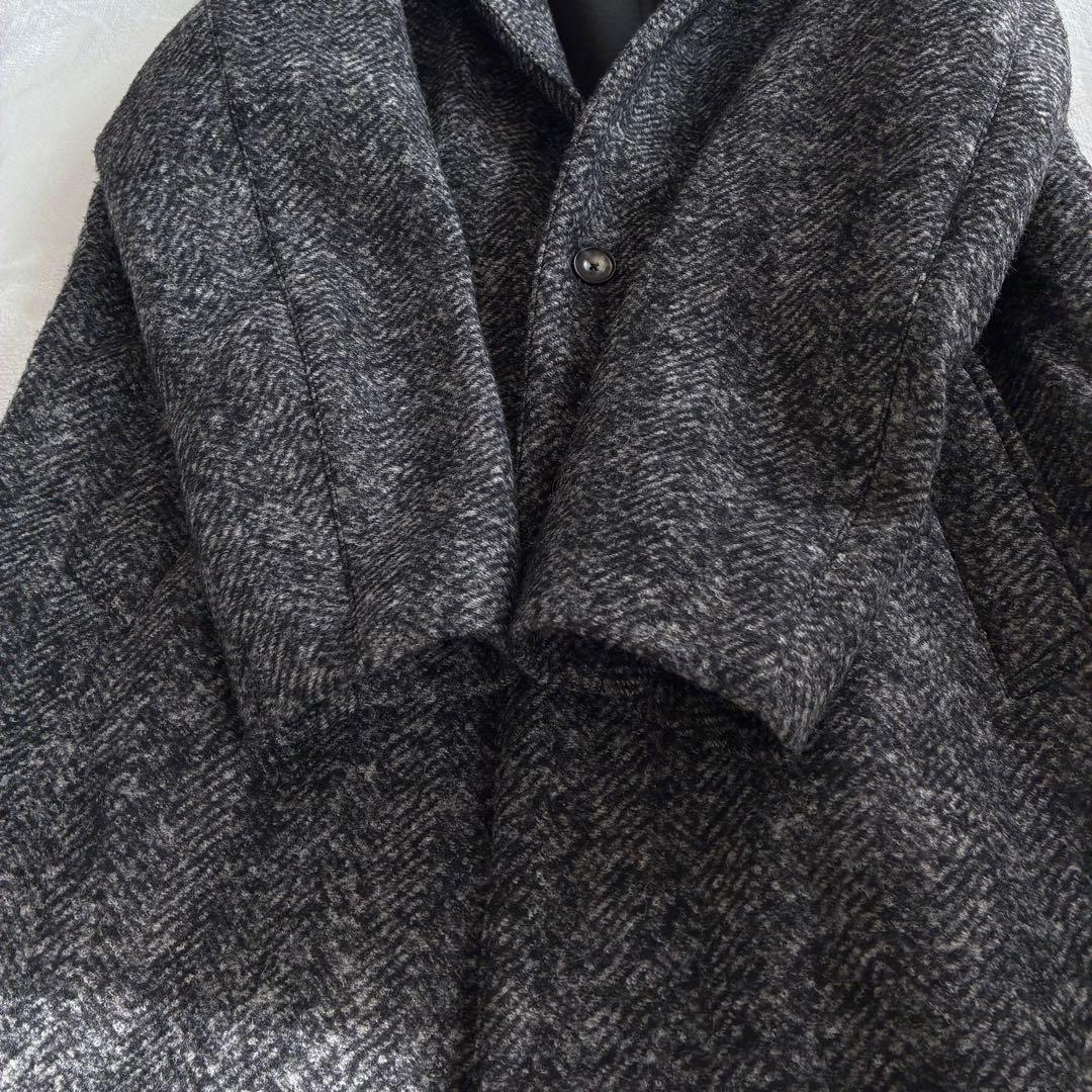 ユナイテッドアローズ ボンディング チェスターコート グレー L ツイード調