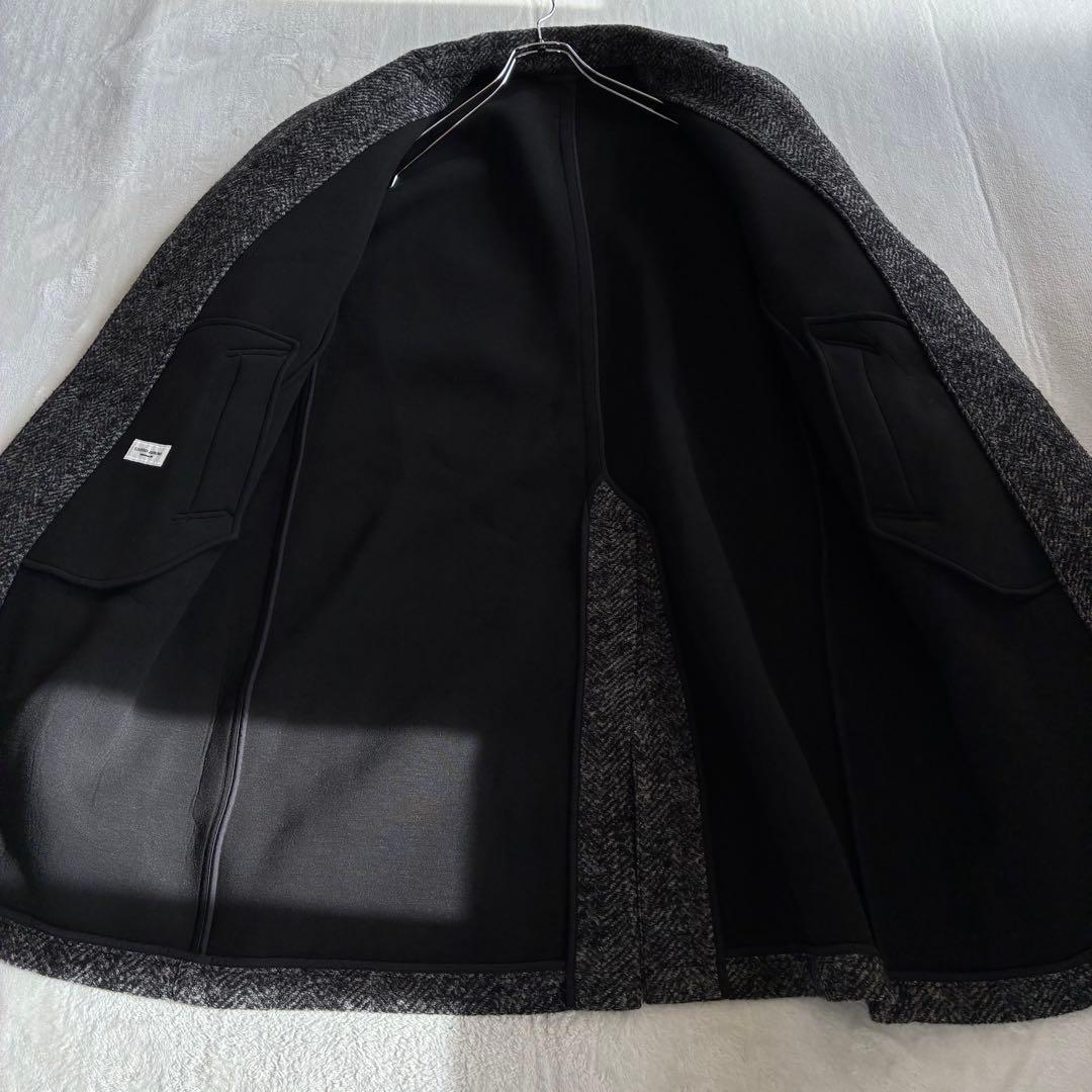 ユナイテッドアローズ ボンディング チェスターコート グレー L ツイード調