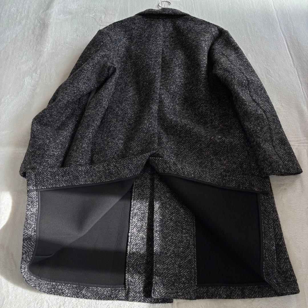 ユナイテッドアローズ ボンディング チェスターコート グレー L ツイード調