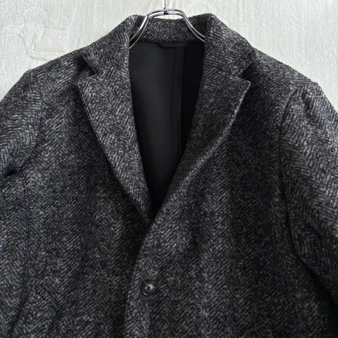 ユナイテッドアローズ ボンディング チェスターコート グレー L ツイード調
