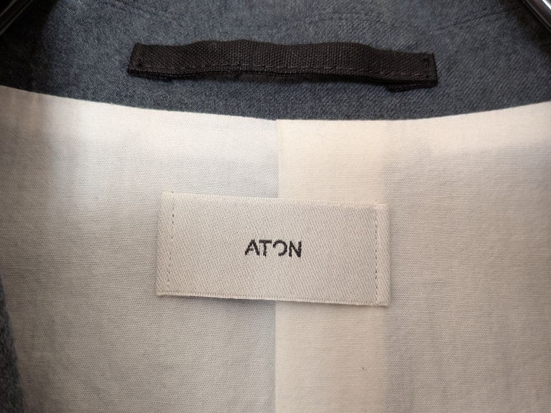 ジャケット・アウター ATON SHRINK FLANNEL JACKET 02 GRAY