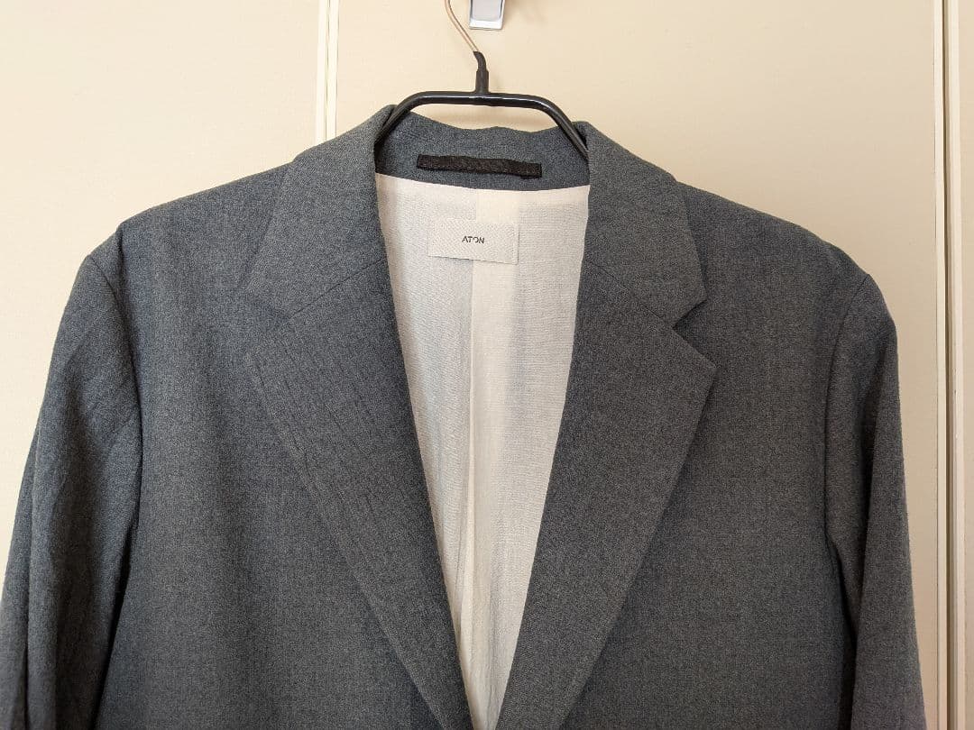 ジャケット・アウター ATON SHRINK FLANNEL JACKET 02 GRAY