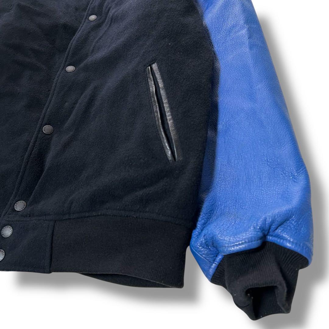 マスターピース レザー スタジャン バイカラー ブルー ブラック