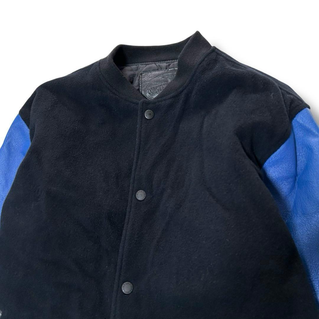 マスターピース レザー スタジャン バイカラー ブルー ブラック