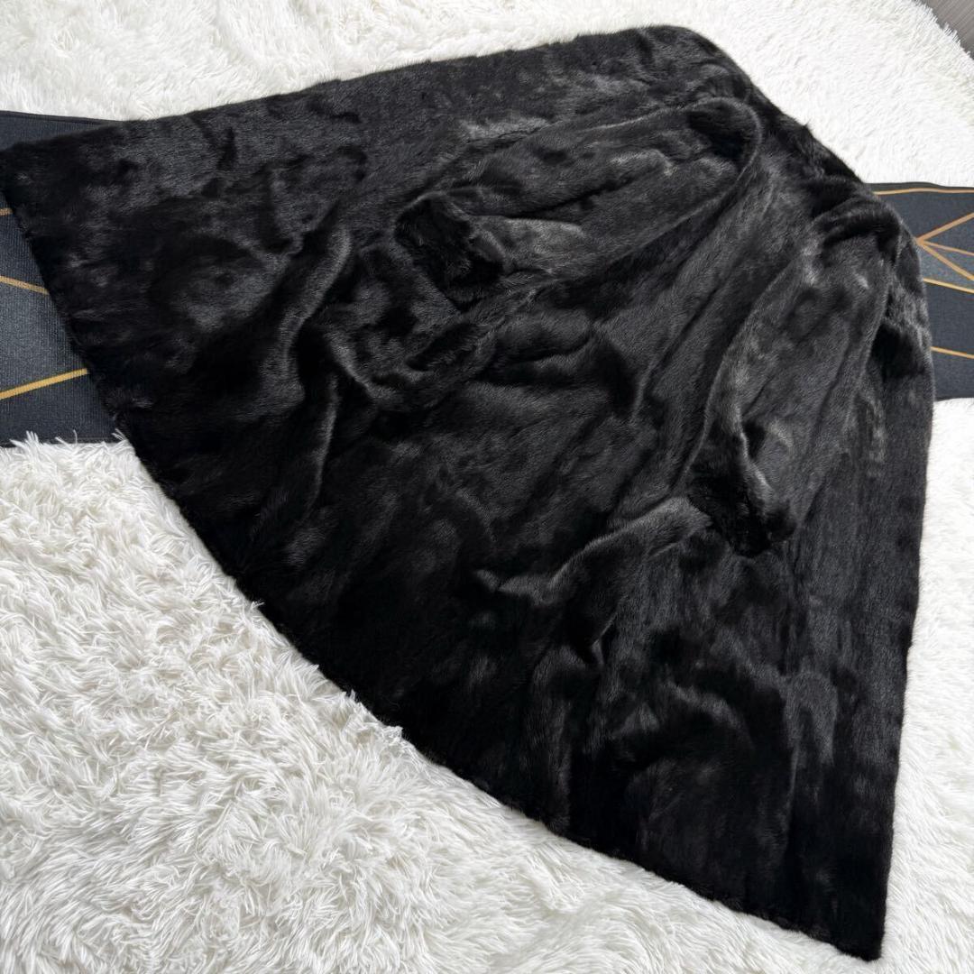 美品 総丈113㎝ サガミンク ブラックミンク コート XL ロング AA190
