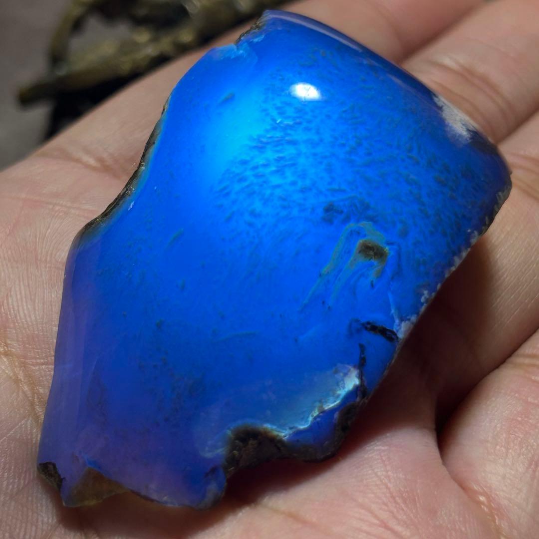 ☆別格高級品！来福開運秘宝⑤！極美！琥珀　ブルー　アンバー　原石