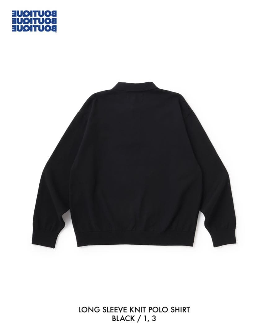 トップス BOUTIQUE LONG SLEEVE KNIT POLO SHIRT