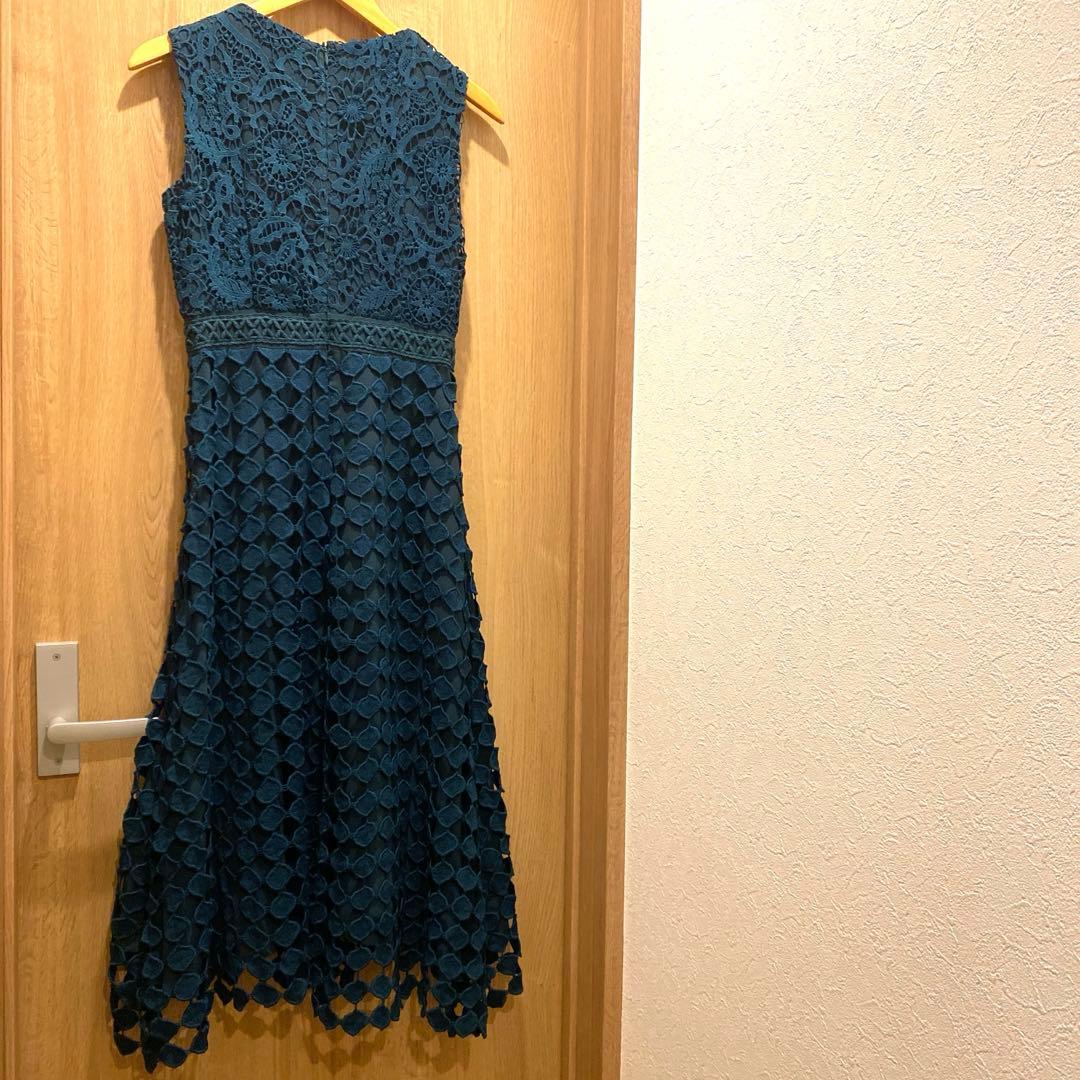 極美品◎グレースコンチネンタル ケミカル切替ワンピース グリーン