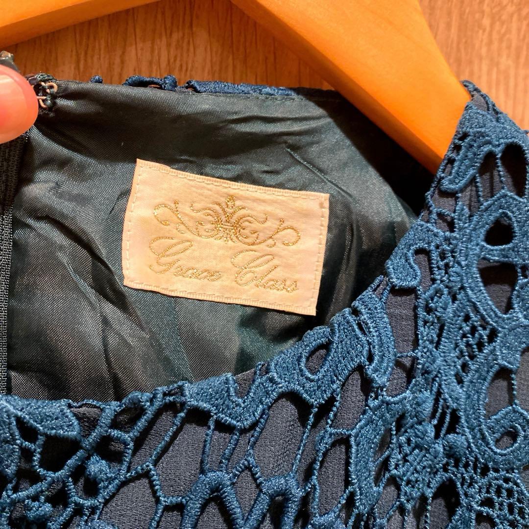 極美品◎グレースコンチネンタル ケミカル切替ワンピース グリーン