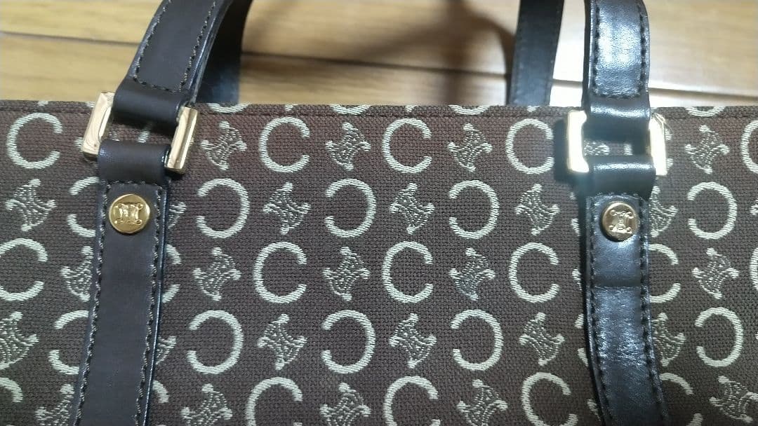 セリーヌ Cマカダム ブラウン キャンバス レザー レディース CELINE