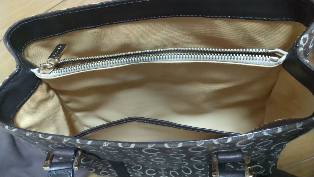 セリーヌ Cマカダム ブラウン キャンバス レザー レディース CELINE