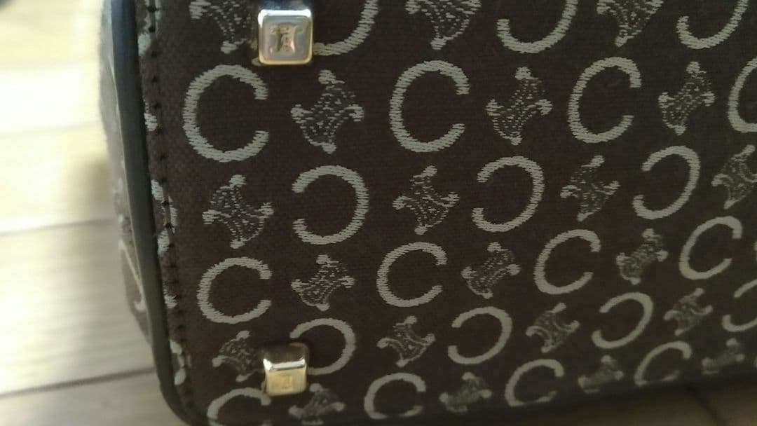 セリーヌ Cマカダム ブラウン キャンバス レザー レディース CELINE