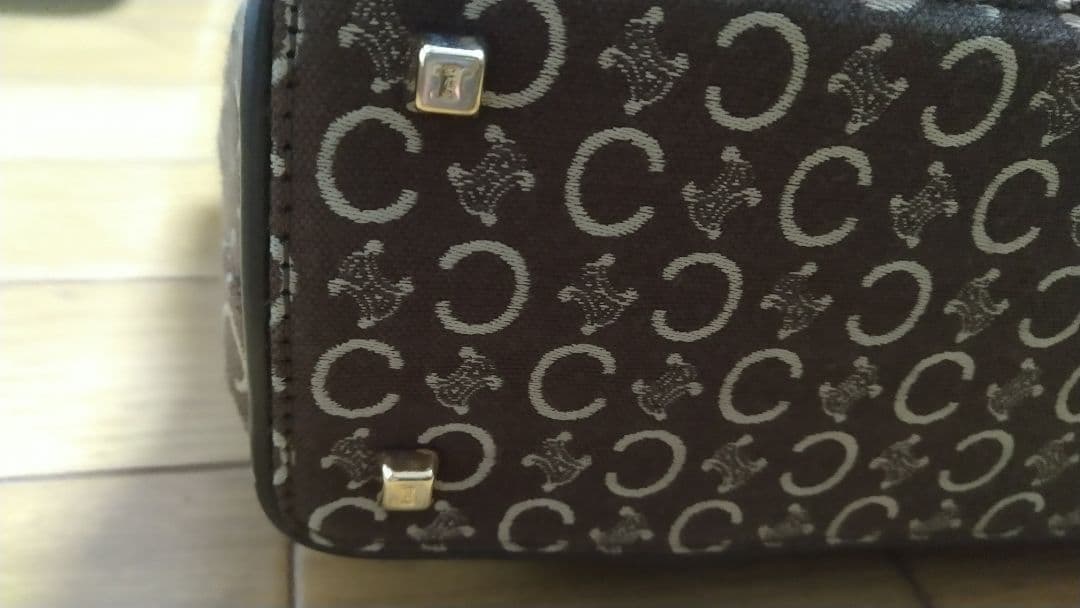 セリーヌ Cマカダム ブラウン キャンバス レザー レディース CELINE