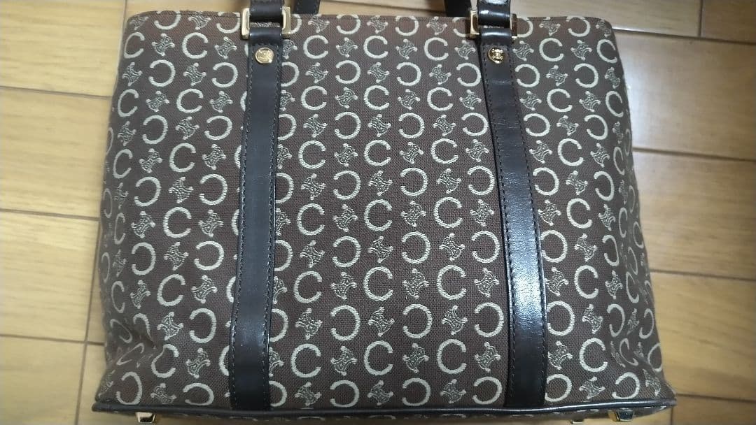 セリーヌ Cマカダム ブラウン キャンバス レザー レディース CELINE