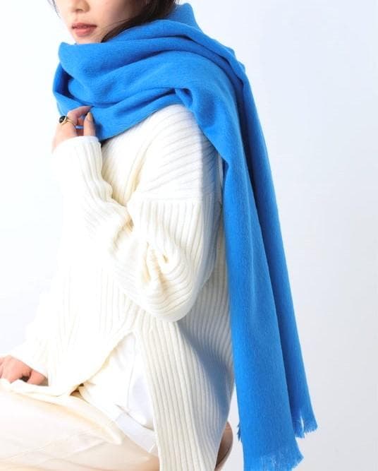 入手困難★新品タグ付★アソースメレ超大判スーリーアルパカシャギーストール青ブルー