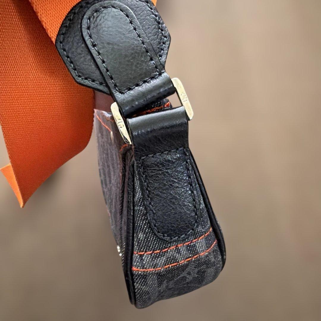 ディオールデニム サドルバッグ ショルダートロッター柄オレンジ Dior