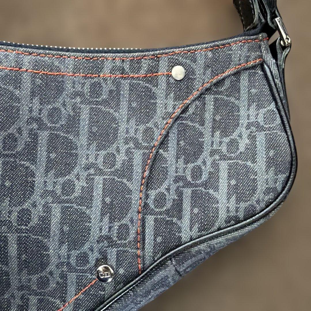 ディオールデニム サドルバッグ ショルダートロッター柄オレンジ Dior