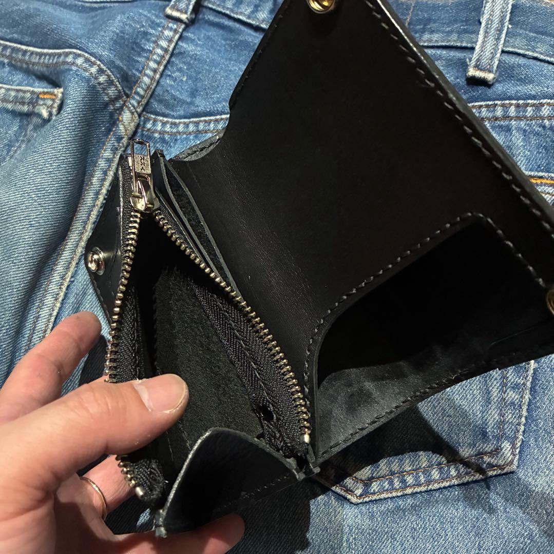 トラッカーウォレット　ミドル　姫路レザークロコ　　型押し　※即納