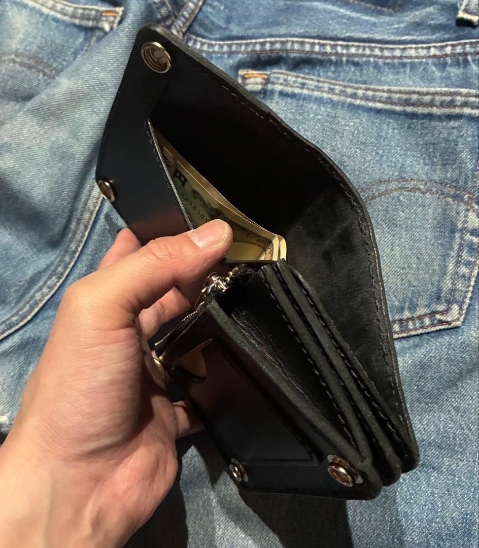 トラッカーウォレット　ミドル　姫路レザークロコ　　型押し　※即納