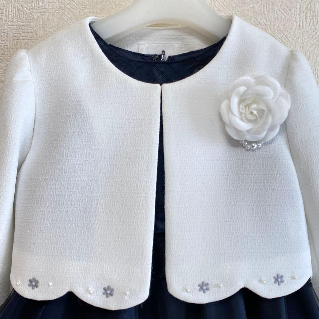 清楚!!白×ネイビー＊フォーマル 120 入学 卒園 発表会 七五三⋈女の子