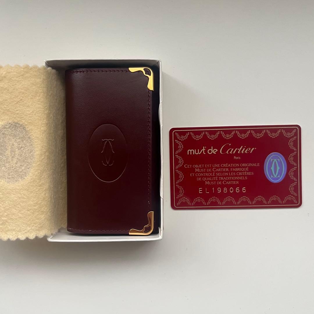 正規品カルティエ　Cartier キーケース　バーガンディ　レザー　ボルドー　赤