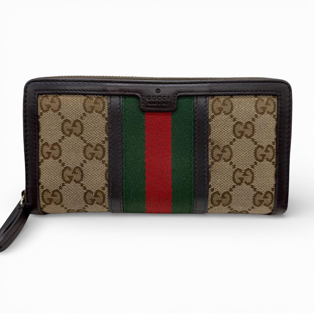 【美品】 GUCCI GG ウェブストライプ 長財布　箱付き