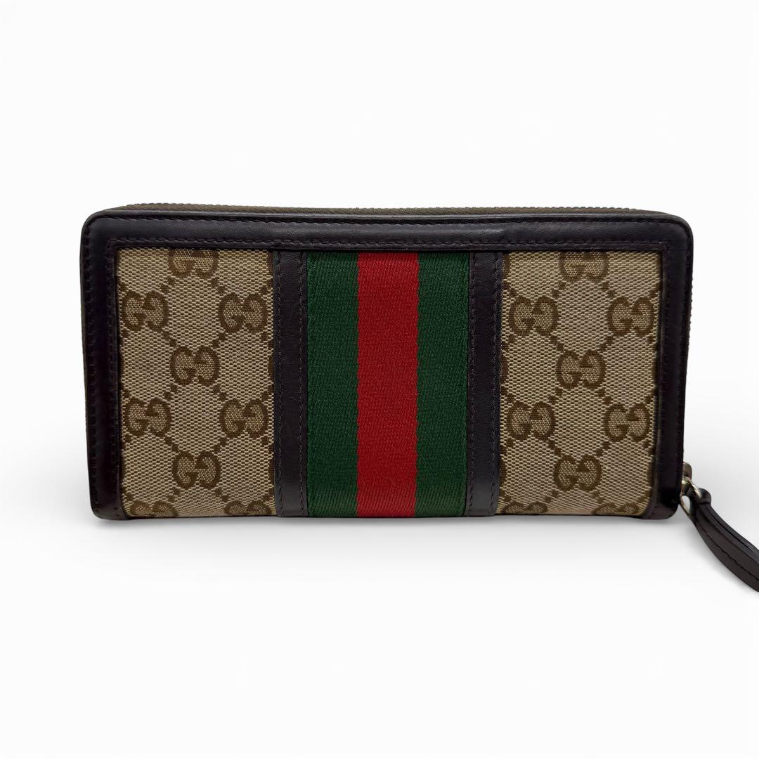 【美品】 GUCCI GG ウェブストライプ 長財布　箱付き