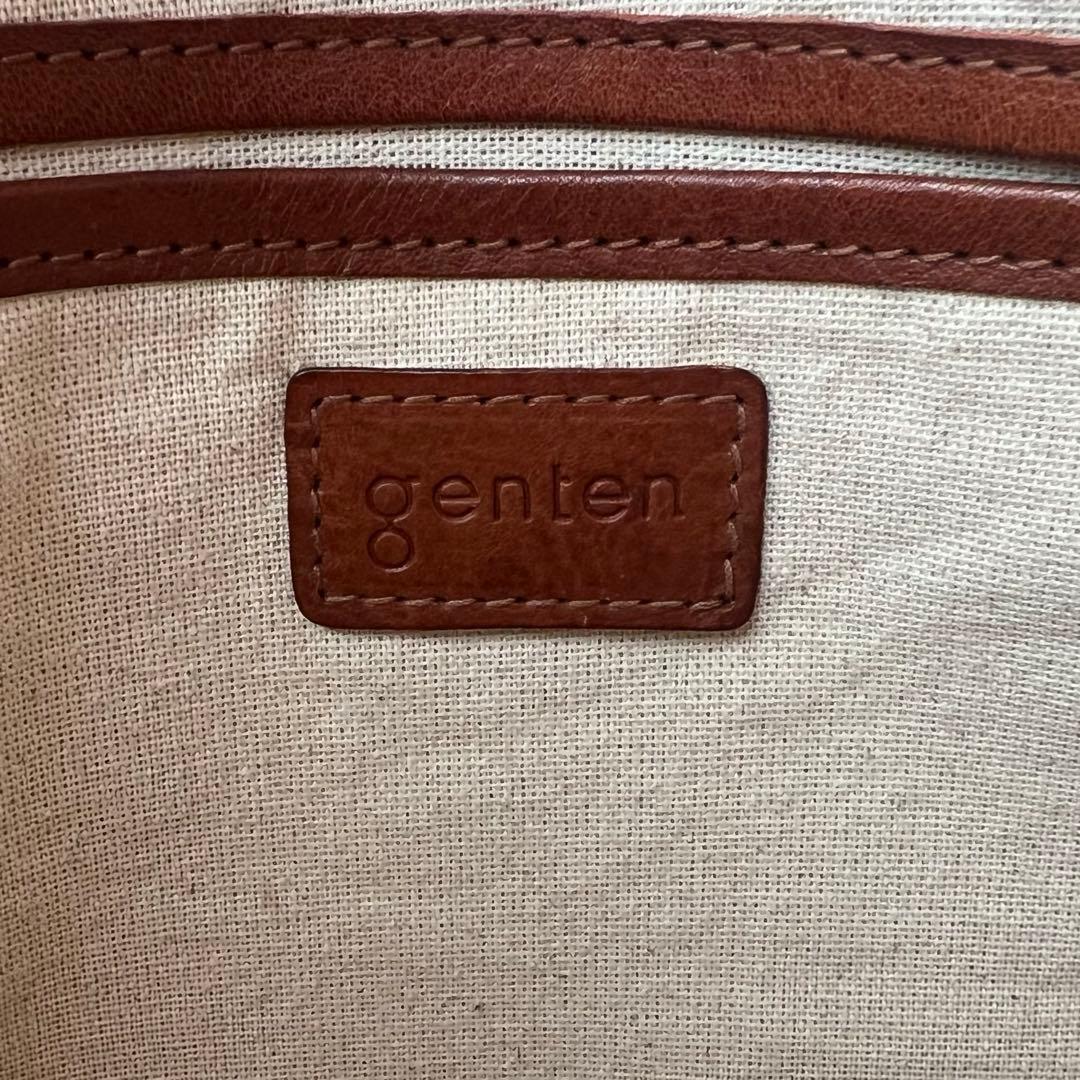 【genten】ゲンテン　トートバッグ　レザー　トスカ　ブラウン　A4
